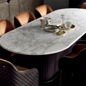 Modern Light Luxury Marble Italian Oval Dining Table and Chair Set