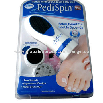 Pedi Spin to beautify your feet in seconds by removing calluses & dry skin gently and automatically