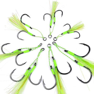 High Carbon Stainless Steel Double Jigging Hooks for Saltwater Fishing: Slow Pitch Assist Jig Lures - 11# to 20#