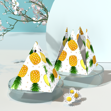 Custom Fashionable Pineapple Sweet Pyramid Shape Paper Boxes