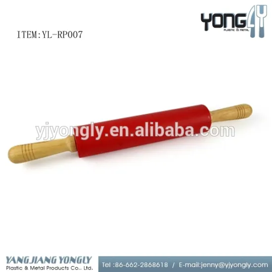 non-stick surface silicone and wood rolling pin with comfort handle