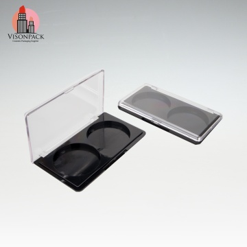 Black Eyeshadow Palette - Clear Cover Plastic, 2 Wells, Private Label