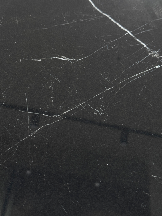 Black and white root marble textured sintered stone