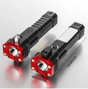 Waterproof COB LED Torch Light - Rechargeable Car Window Breaker Flashlight