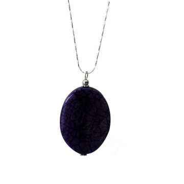 Natural Gemstone Agate Necklace with Silver Chain