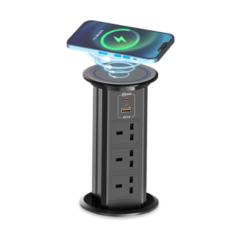 15W Wireless Charging 20W USB-C Retractable Pop Up Socket - Best Selling Tabletop Automatic Socket