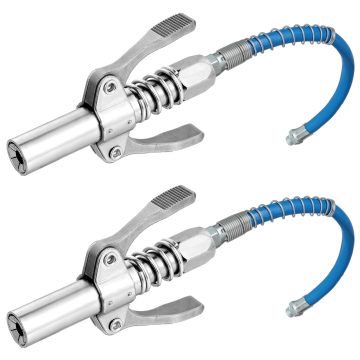 12000 PSI Quick Release Grease Gun Coupler with 18" Spring Flex Hose