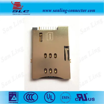 Good quality 6+2 pin H1.8 push pcb sim card connector