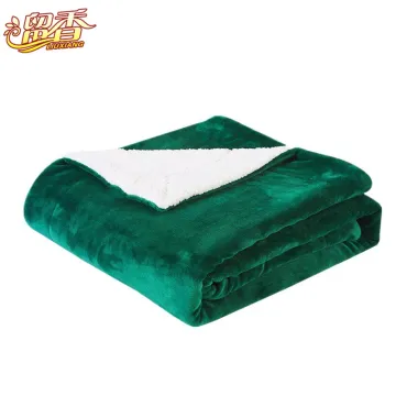 LIUXIANG Wholesale Custom Solid Color Sherpa Flannel Fleece Blanket For Winter Polyester Green