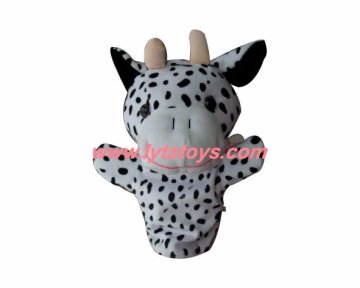 Cute Plush Cow Hand Puppet For Kids Promotional Toy