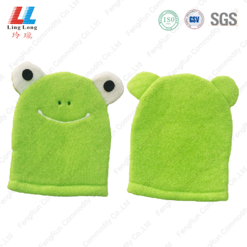 Frog style baby body cleaning bath gloves