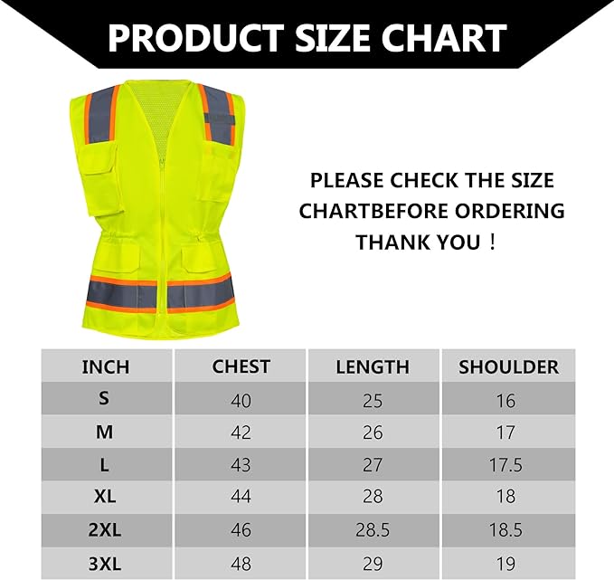 Vt07 Women S Summer Work Vest Size Chart Jpg