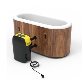 Portable Drop Stitch Spa Hot Tub: Oval Inflatable Wood Bathtub with Pump