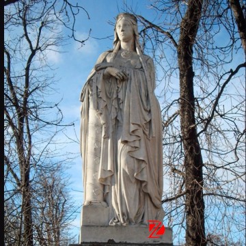 Virgin mary decorate garden white marble statue