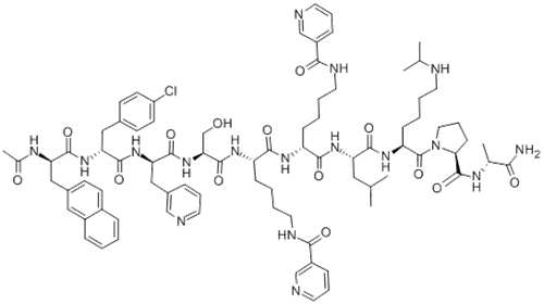 D-Alaninamide,N-acetyl-3-(2-naphthalenyl)-D-alanyl-4-chloro-D-phenylalanyl-3-(3-pyridinyl)-D-alanyl-L-seryl-N6-(3-pyridinylcarbonyl)-L-lysyl-N6-(3-pyridinylcarbonyl)-D-lysyl-L-leucyl-N6-(1-methylethyl)-L-lysyl-L-prolyl- CAS 112568-12-4