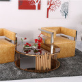 luxury and royal glass and metal coffee table