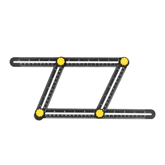 Black Aluminum Multi-Angle Adjustable 4 Holder Folding Ruler