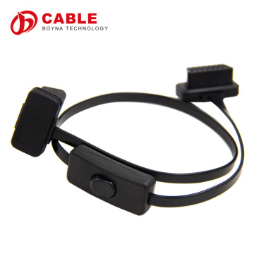 OBD1 to OBD2 Connector Flat with Power Switch 16Pin Female Extension Cable
