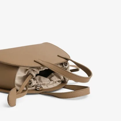 Khaki thin shoulder strap shell bag