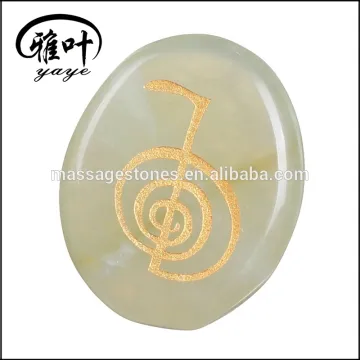 Natural Green Jade Engraved Stones for Sale