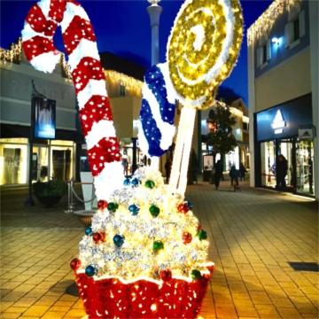 3D LED Outdoor Christmas Candy Cane Lighting Motif Decoration