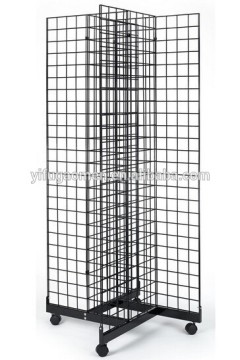 Metal Gridwall Fixture w/ Wheels, 4-Sided - Black