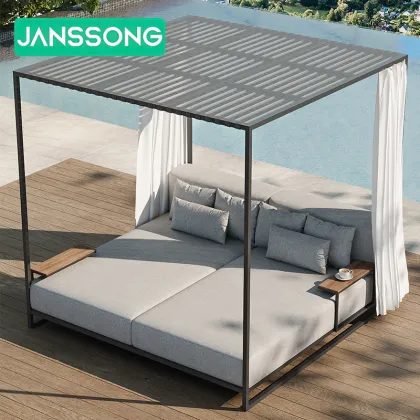 Modern Aluminum Pool Lounger Double Seat Daybed for Hotels and Resorts