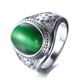925 الفضة الاسترليني jewery خاتم حجر العقيق الأخضر