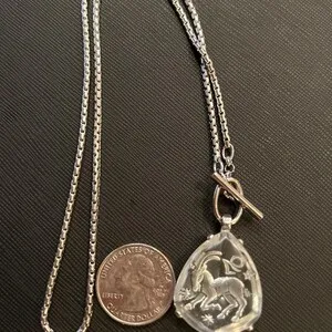 Capricorn Vintage Rare German Intaglio Glass Zodiac Pendant