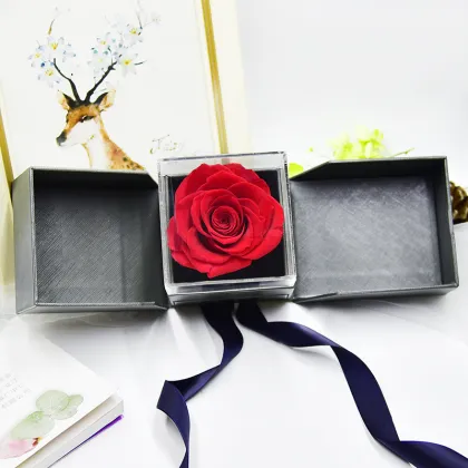 Wholesale Acrylic Square Flower Jewelry Gift Box with Forever Roses
