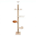 Wall Mounted Solid Wood Luxury Adjustable Height Cat Tree Tower Scratching Post Multi-Level Activity Center Pet Supplier