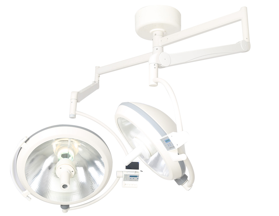 Double-head ceiling halogen operating light centre camera