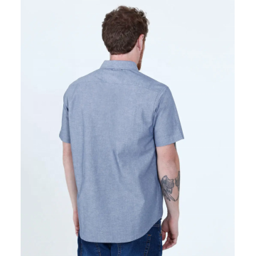Camisas de vestir Oxford lisas de manga corta 100% algodón