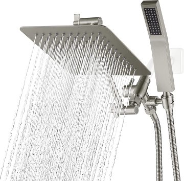 Brushed Nickel Bathroom Head Shower System with Wall-Mounted Rainfall Concealed Faucet Set