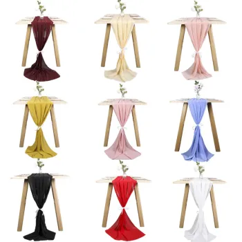 Romantic Bohemian Chiffon Table Runner and Tablecloth for Wedding Party Decoration