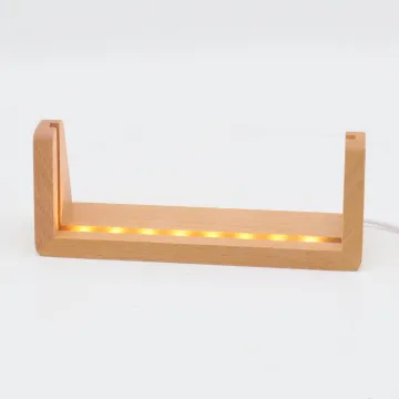 U-Shaped Wooden 3D Night Light - Solid Wood Photo Frame with LED Warm White