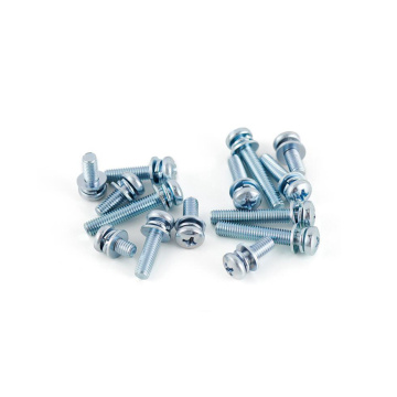 Blue white zinc cross recessed pan head combination screws