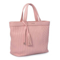 Grand sac fourre-tout en cuir rose à glissière rose Wallace