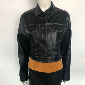 Soft PU Coat Casual Women Slim Punk Leather Motorcycle Biker Leather Jacket