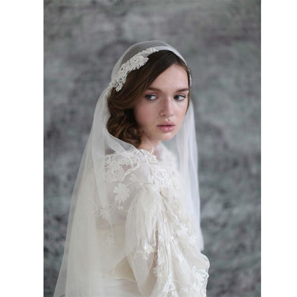 Juliet cap Wedding Veils Bridal Veils 2 Layers Vintage Appliques Ivory White Veil for Bride velos de novia 2019 Voiles Mariage