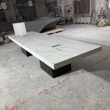 Modern 20 Feet Corian Quartz Stone Conference Table for Boardroom Furniture