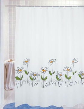 polyester fabric cozy simple flower printed shower curtain