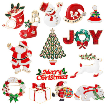 2024 Weihnachtsbrosche Pin Snowman Santa Stiefel Girlande Schmuck und Dekorationen Großhandel