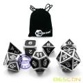 Bescon Deluxe Creative Shiny Chrome and Black Enamel Solid Metal Polyhedral Role Playing RPG Game Dice Set of 7