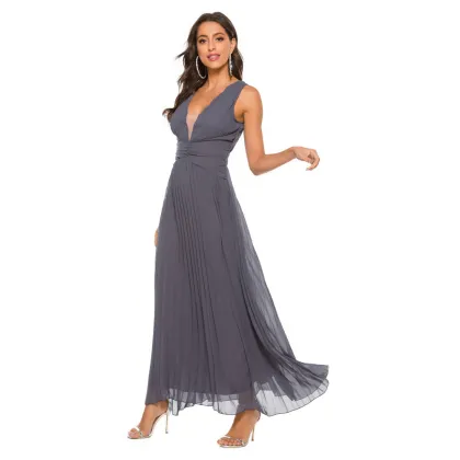 Club Pleated Middle Sleeve chiffon lace Long skirt