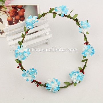 FG-0003 wholesale bridal wedding artificial wicker flower garland/ flower head wreath