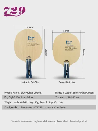 729 Table Tennis Blade With Carbon Blue ALC