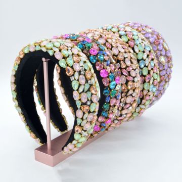 Custom Fashion Women Hair Band Accessories Crystal Diamond Padded Headband