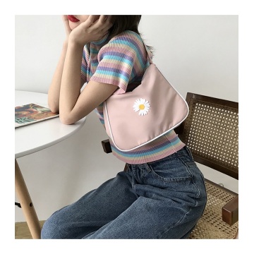 Bolso pequeño de mano con bordado de margaritas Vintage para mujer