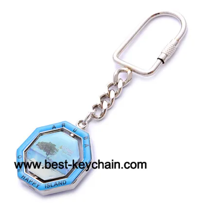 Metal Island Epoxy Souvenir Aruba Gift Spinning Keychain (BK52315)